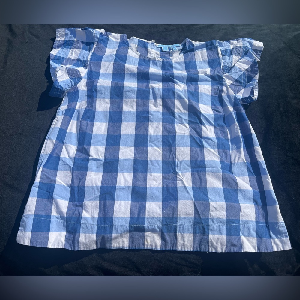 Draper James Cloister Gingham Top with Cap Flutter Sleeves Size 10